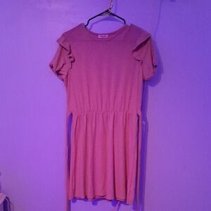 Pink Ruffled Smocked Midi Sundress